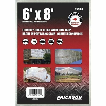 ERICKSON MANUFACTURING 6 ft x 8 ft Tarp, White 57060